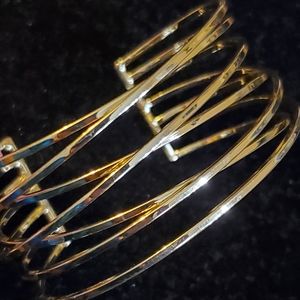 Goldtone wire cage look cuff bracelet